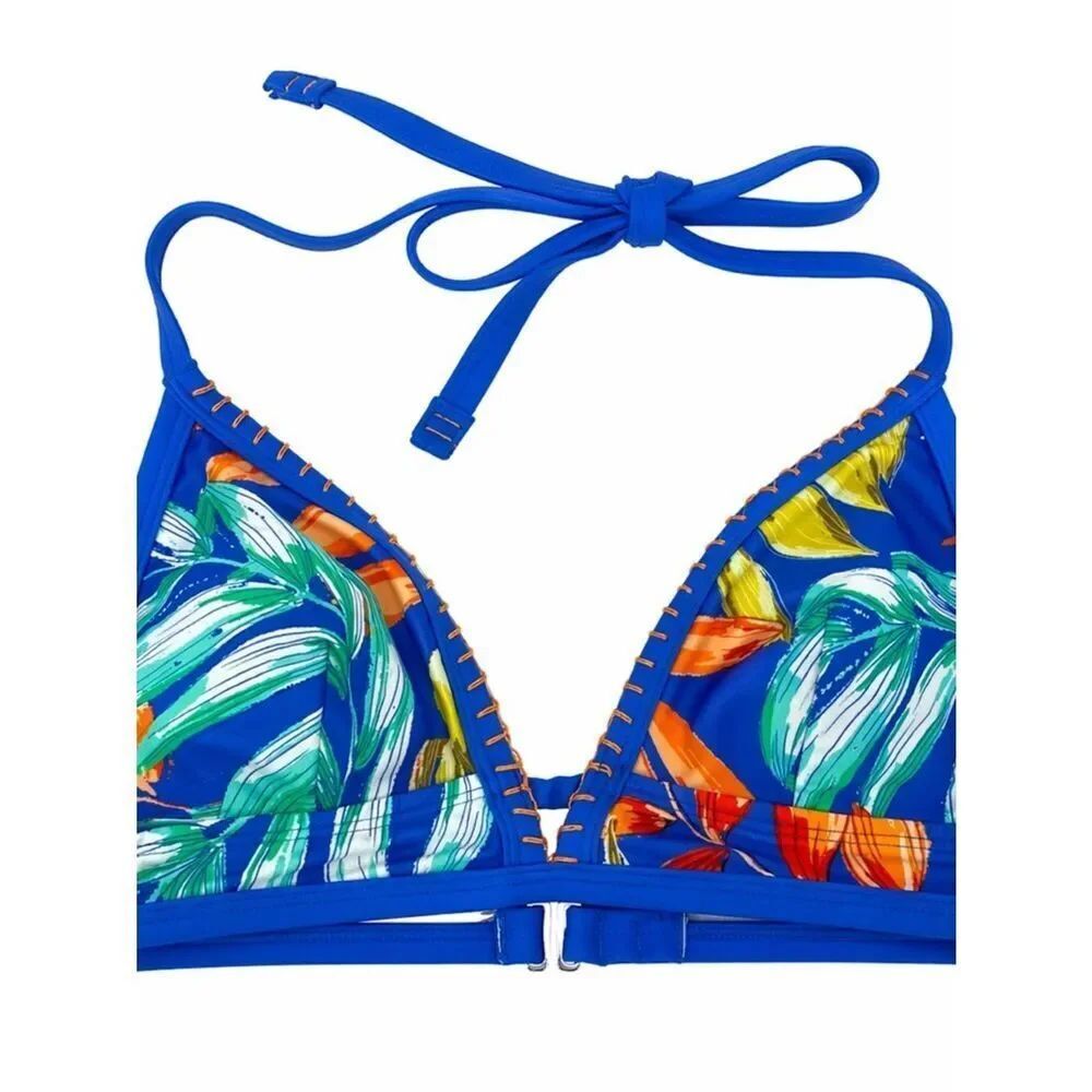 NWT Cupshe Blue Tropical Print Triangle Bikini Top